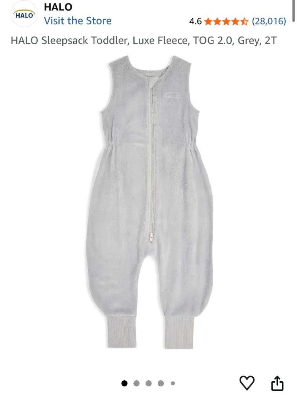 Halo footed sleep sack toddler luxe fleece 2.0 Tog size 2T
